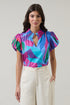 Vemmy Abstract Poly Smocked Top