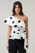 Randal Polka Dot Gris One Shoulder Top