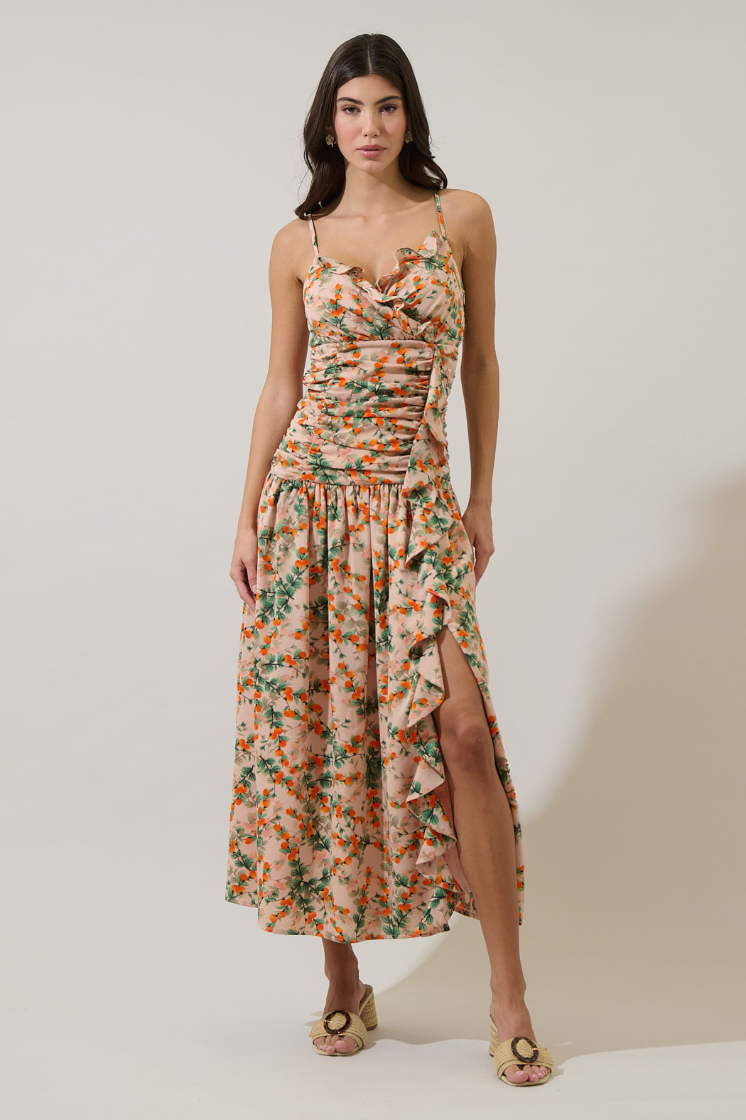 casual ruched maxi dress Cupshe Perfect Drape Blue Maxi Dress - Blue