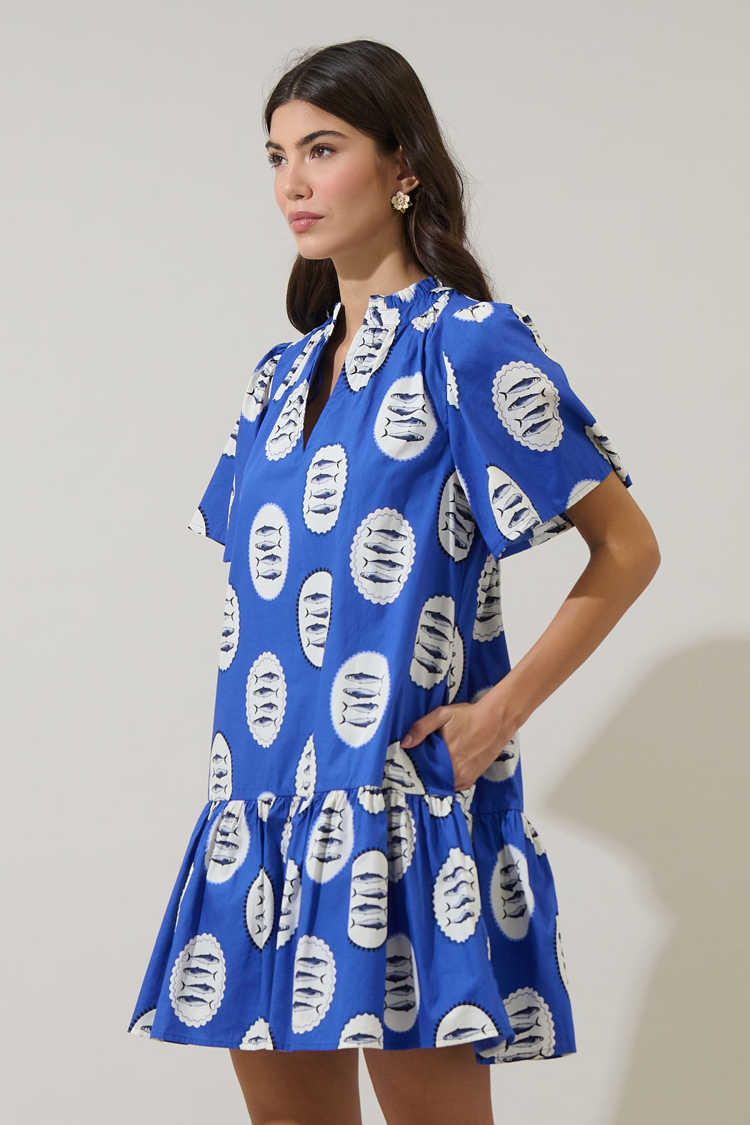 Sardine Sea Azari Shift Mini Dress NAVY-CRM-BLK / M by Sugarlips Sardine Sea Azari Shift Mini Dress NAVY-CRM-BLK / M by Sugarlips