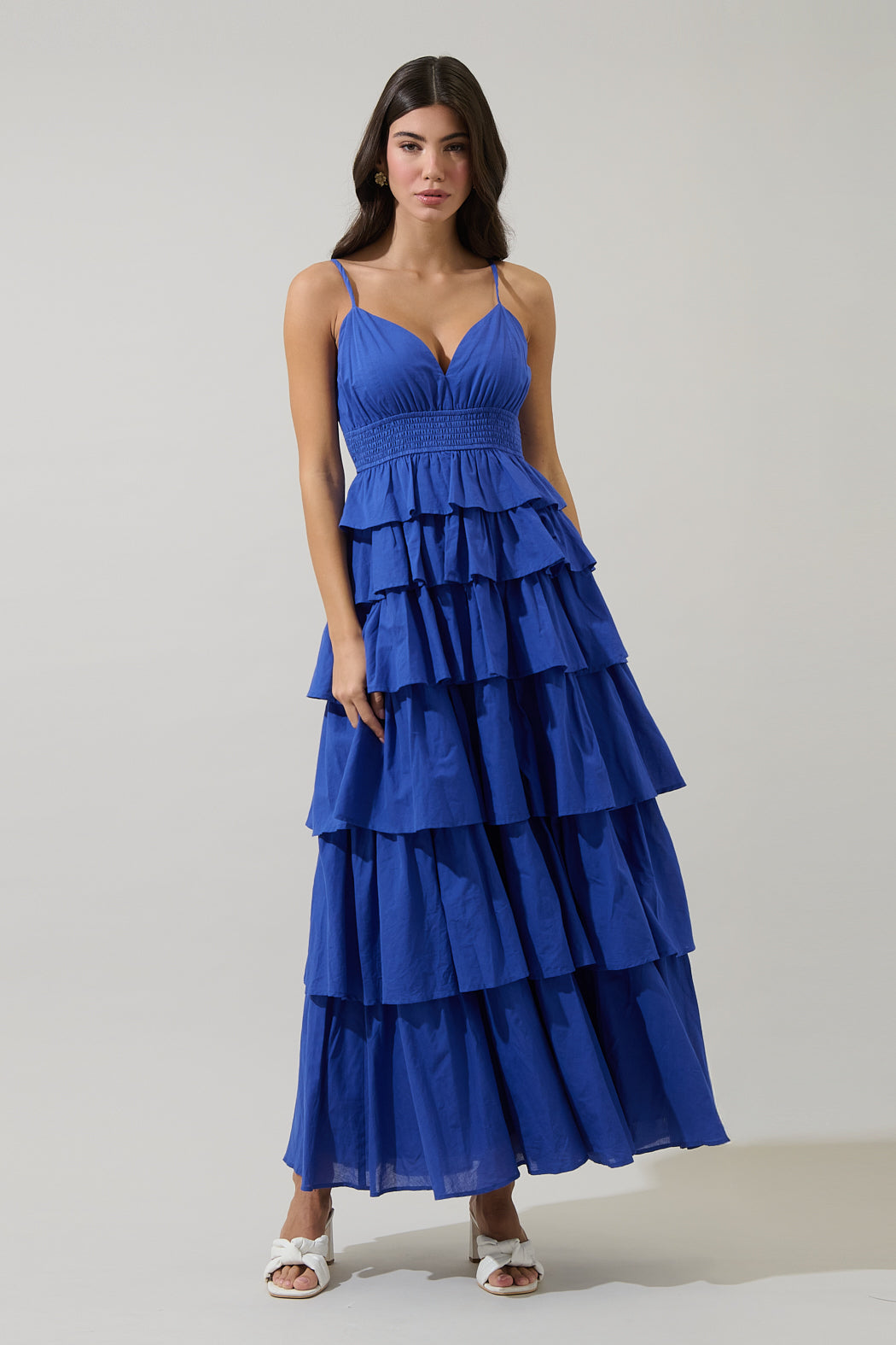 Marvey Ruffle Tiered Maxi Dress COBALT / XL by Sugarlips Marvey Ruffle Tiered Maxi Dress COBALT / XL by Sugarlips