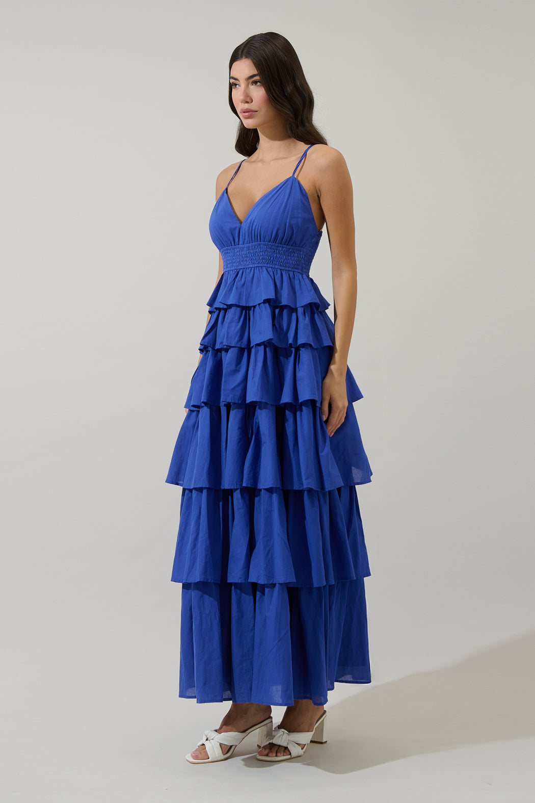 Marvey Ruffle Tiered Maxi Dress COBALT / XL by Sugarlips Marvey Ruffle Tiered Maxi Dress COBALT / XL by Sugarlips