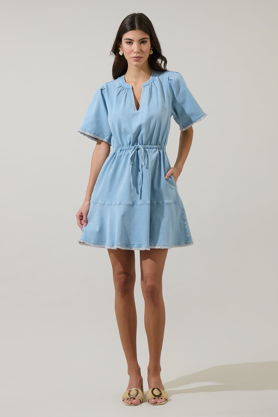 Gabriella Denim Fray Mini Dress