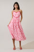 Serry Polka Dot Heart Smocked Midi Dress