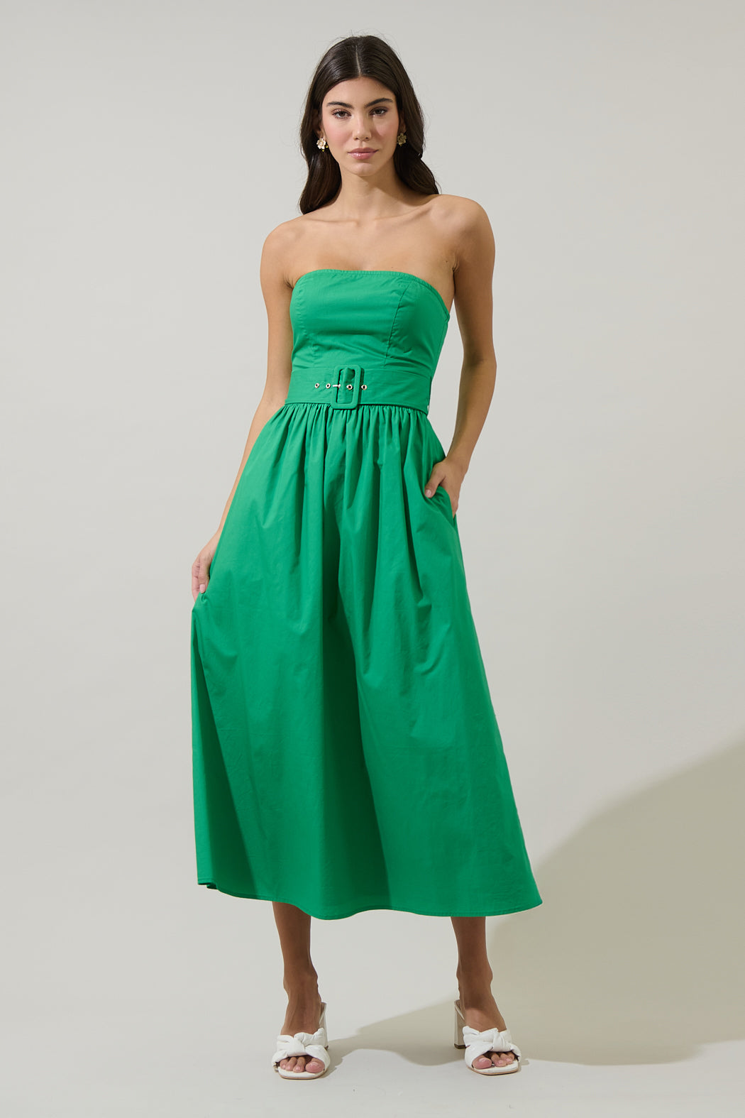 Janelle Strapless Midi Dress KELLY-GREEN / L by Sugarlips Janelle Strapless Midi Dress KELLY-GREEN / L by Sugarlips