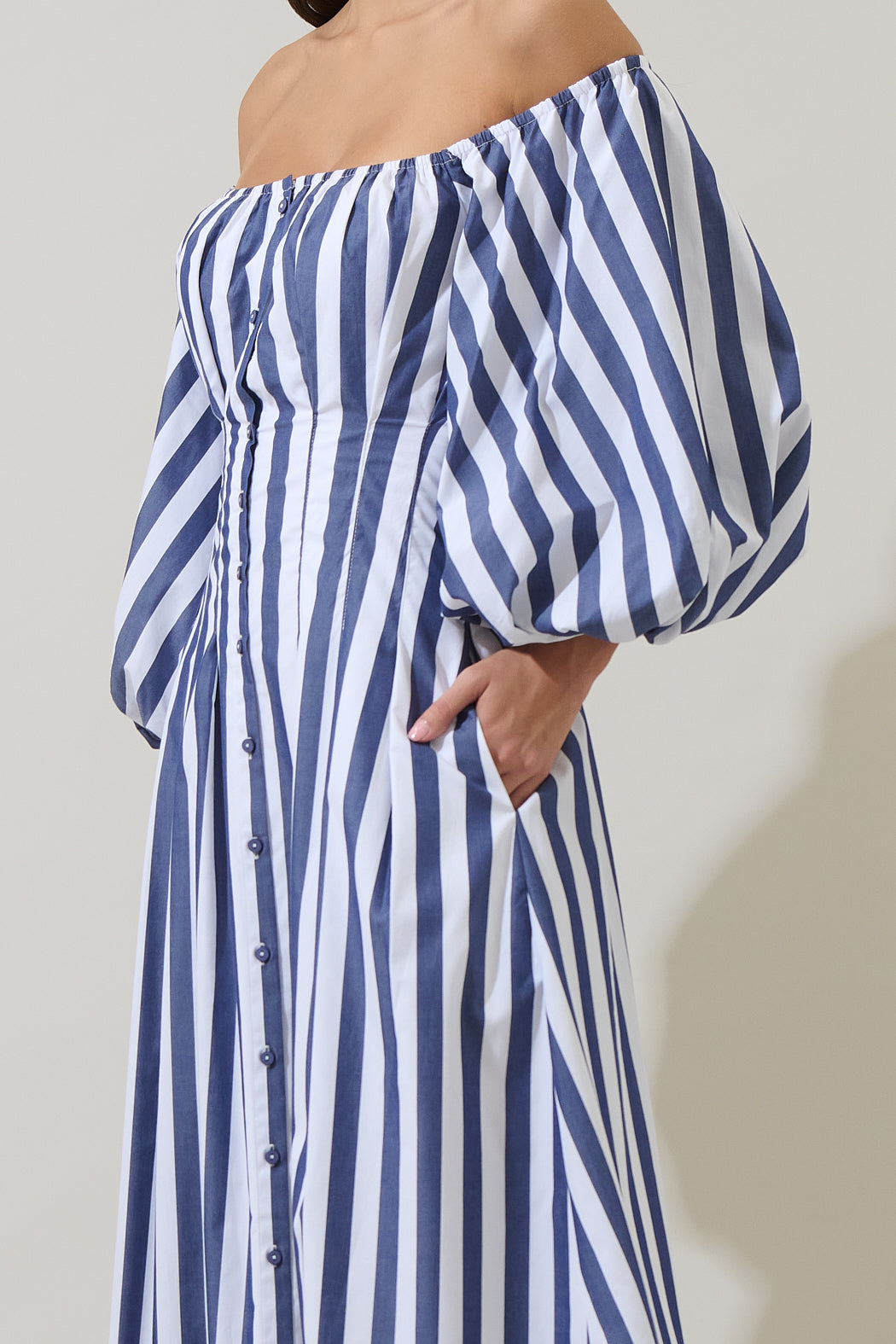stripe button midi dress In Perfect Order Pink Stripe Button Front Ruffle Collar Midi Shirt Dress