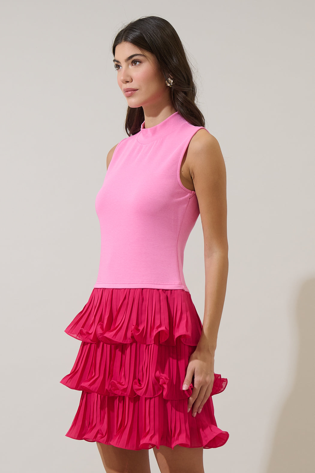 pink pleated mini dress Perfect Pink Bow Pleated Mini Dress Small