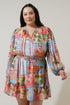 Melani Tropical Paxton Balloon Sleeve Mini Dress Curve