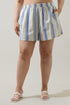 Vexie Striped High Waisted Shorts Curve