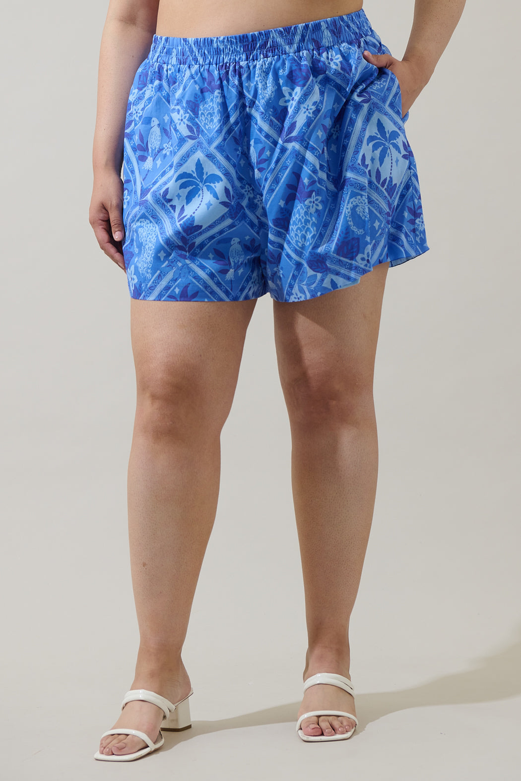 Kaidy Tropical High Waisted Shorts Curve