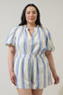 Vexie Striped Gretna Ruffle Blouse Curve