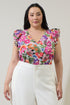 Rendal Floral Tiffy Ruffle Top Curve