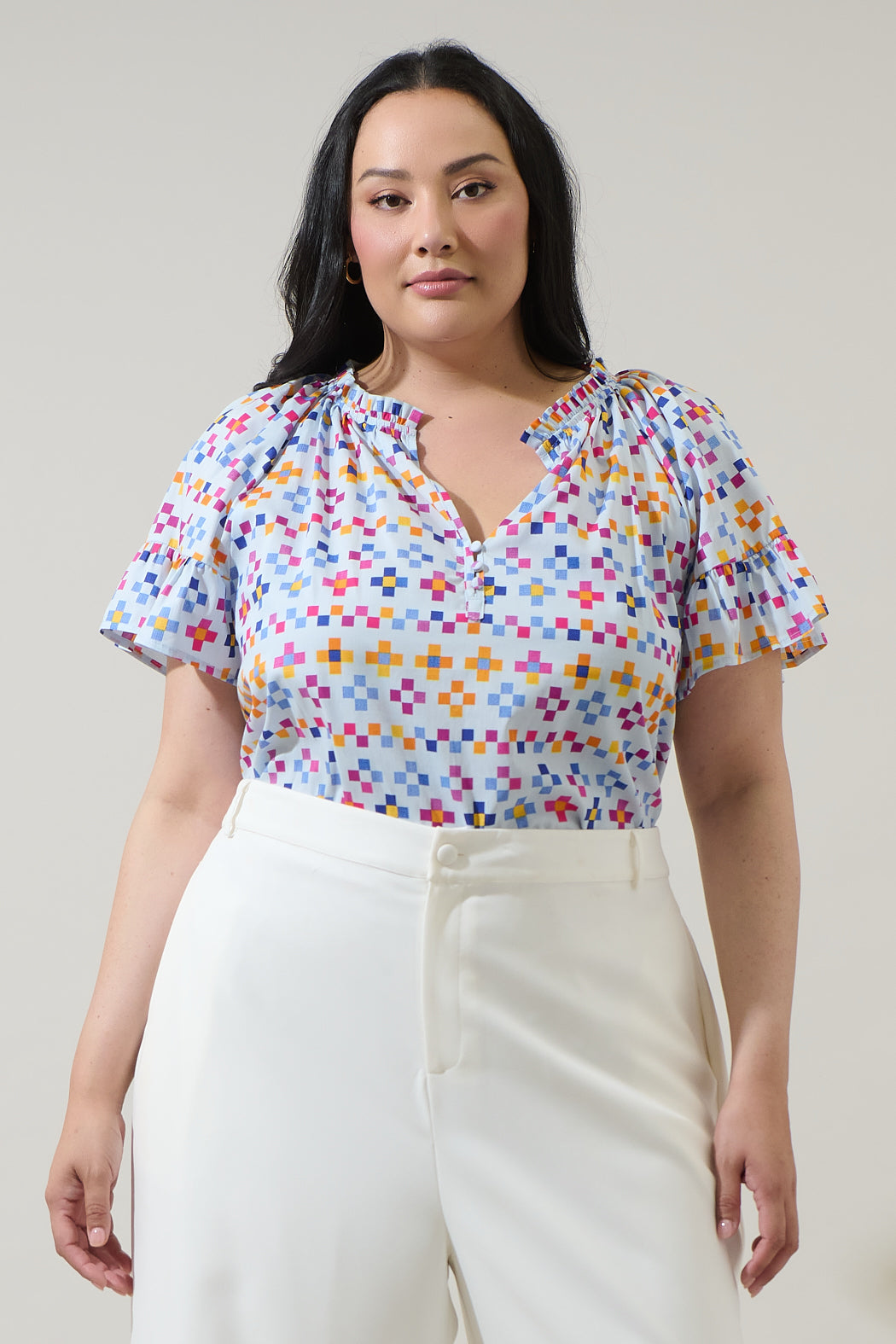 ladies dress tops (Ladies) Macks Fashion & Surf shirts for women trendy ruffle sleeve Plus Size Ladies Evening Tops