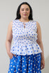 Katana Dot Tinda Smocked Peplum Top Curve