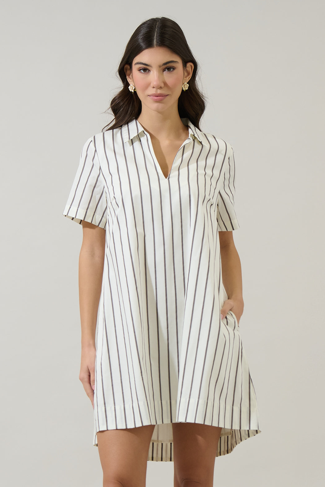 Kamara Striped Ivina Collared Mini Dress