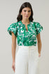 Masey Tropical Keni Split Neck Top