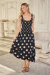 Demmy Polka Dot Ruched Midi Dress
