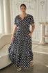 Saraya Dot Palmer Poplin Tiered Maxi Dress Curve