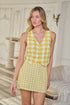 Kayri Button Up Cropped Vest Gingham