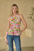 Karmina Peplum Halter Neck Top Bailie Floral