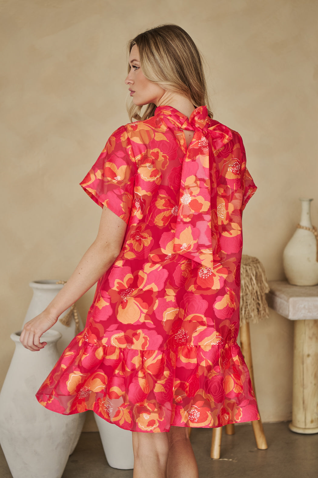 floral organza mini dress Good Romance Floral Organza Puff Sleeve Mini Dress VICI