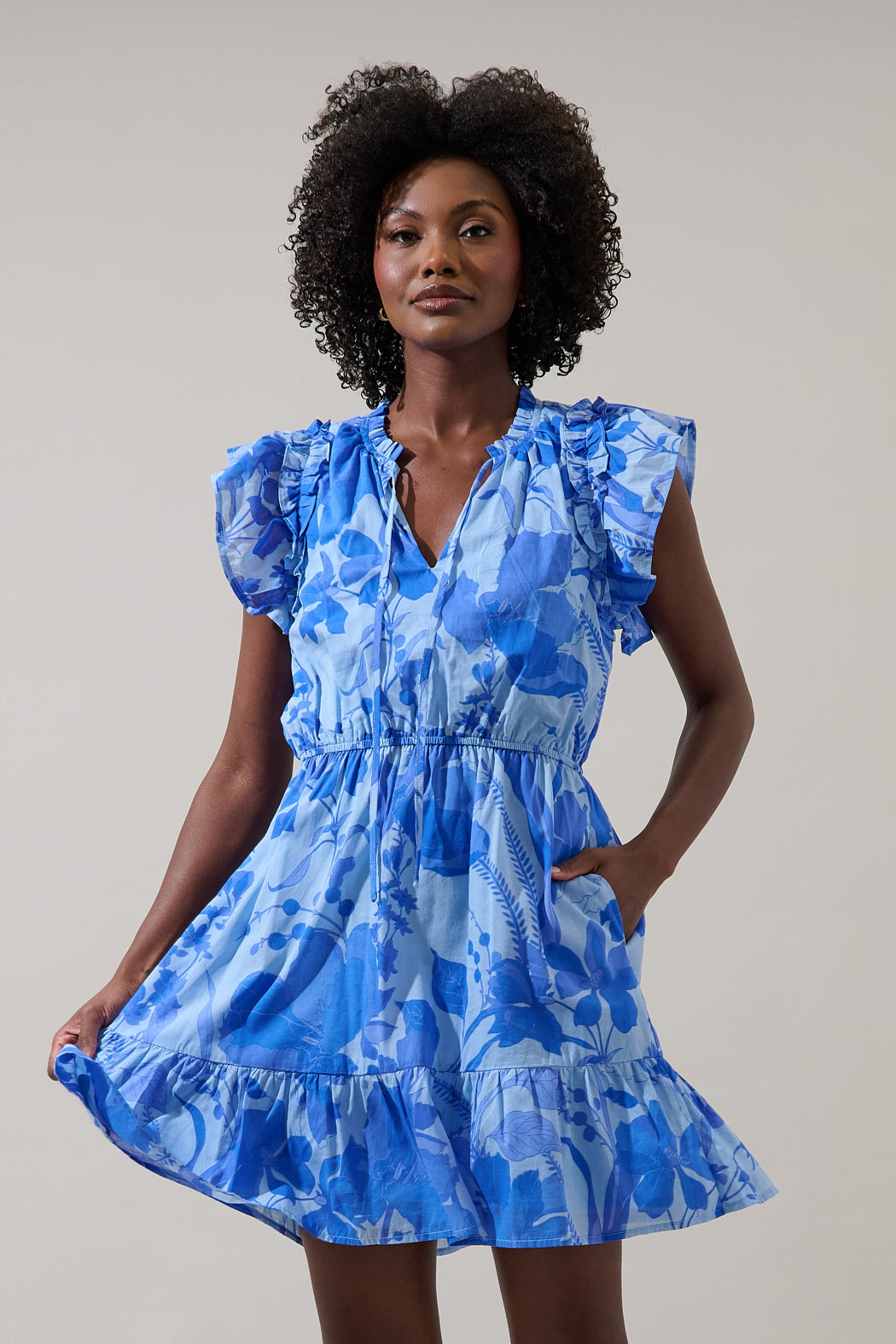 trendy mini dresses SUGARLIPS Women's Veran Floral Minidress - Blue