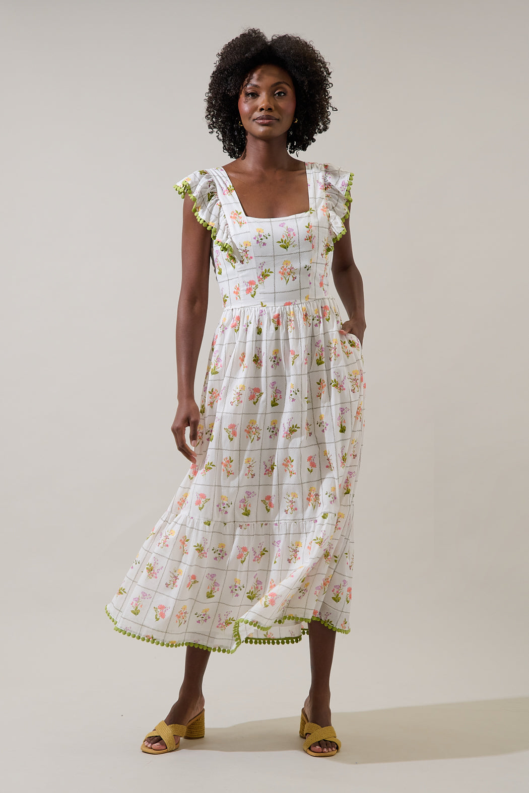 Diane Floral Maira Tie Back Midi Dress CORAL-MUL / XS by Sugarlips Diane Floral Maira Tie Back Midi Dress CORAL-MUL / XS by Sugarlips