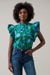 Lomeli Floral Sleeveless Ruffle Top