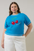 Brissy Cherry Drop Shoulder Sweater Top Curve