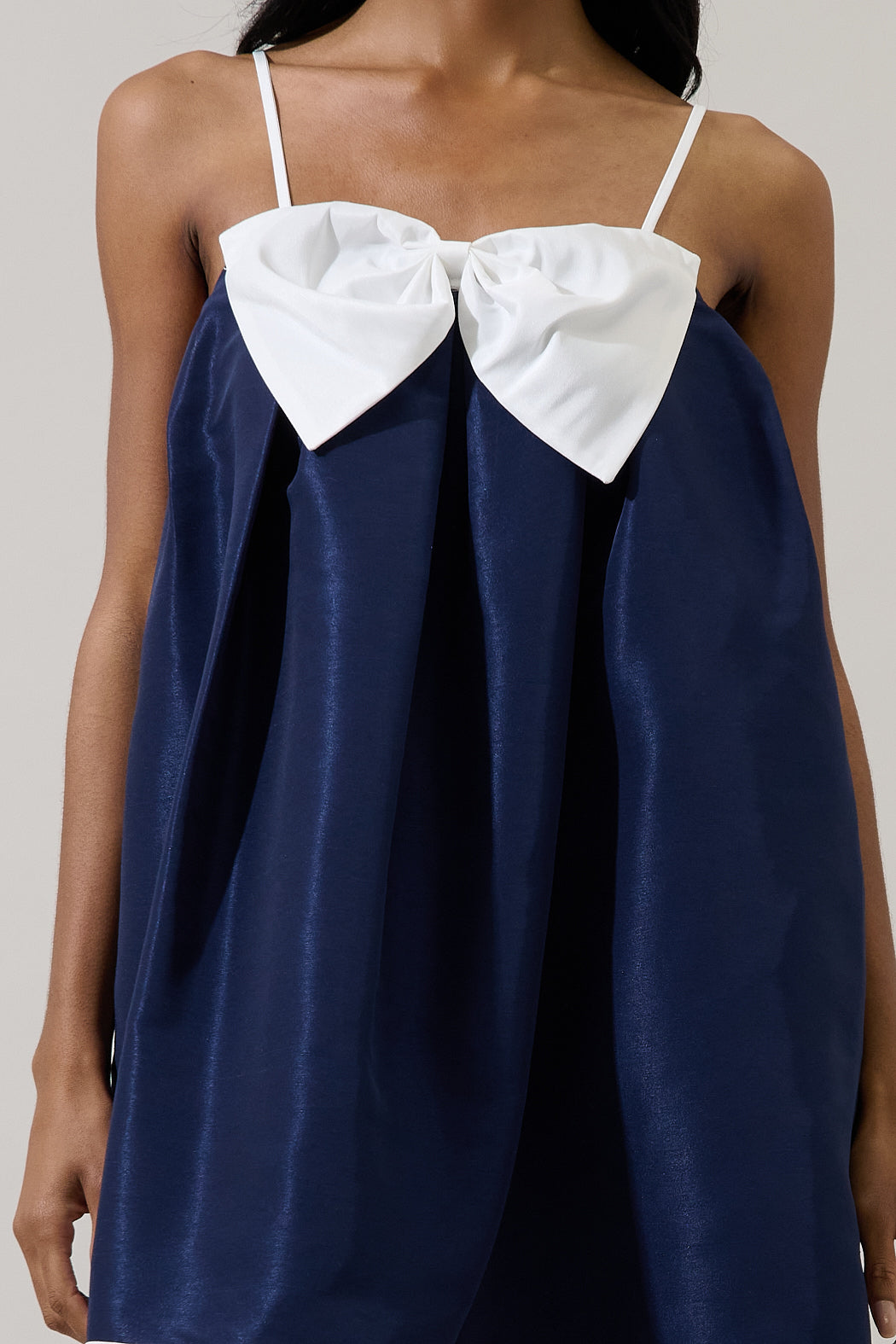 Domina Bow Trapeze Mini Dress NAVY-WHITE / L