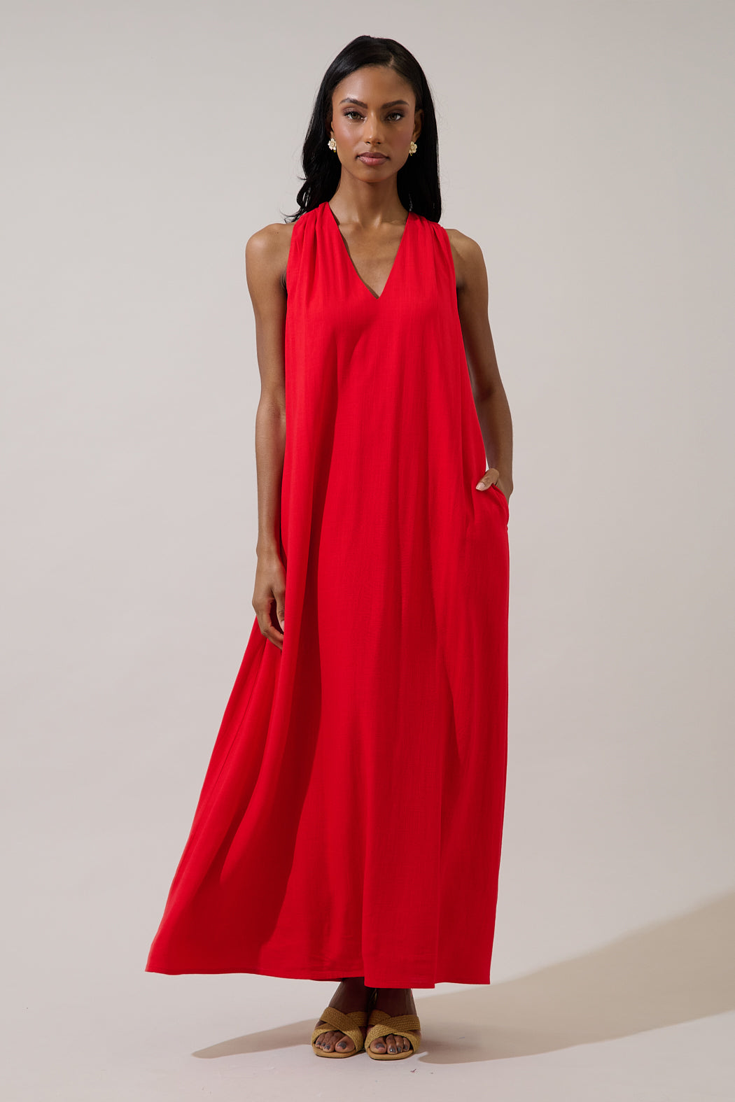 casual red halter dress Sympathy Red Halter Neck Mini Dress - US 0