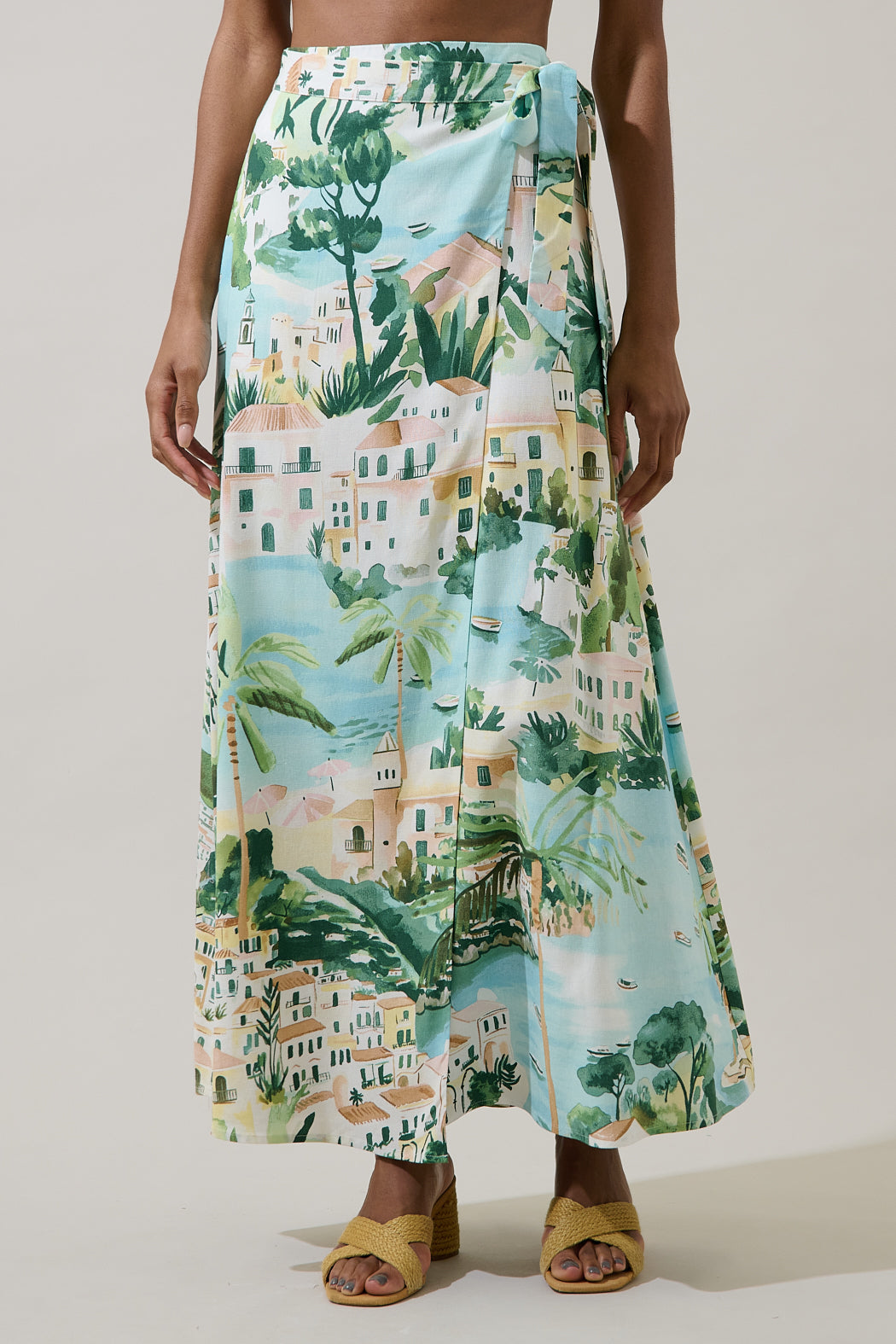 Piti Town Maxi Wrap Skirt AQUA-MULTI / L by Sugarlips Piti Town Maxi Wrap Skirt AQUA-MULTI / L by Sugarlips