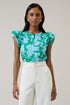 Riona Floral Sammi Button Down Ruffle Top