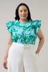 Riona Floral Sammi Button Down Ruffle Top Curve
