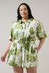 Palmet Tropical Jacine Collared Shirt Curve
