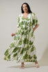 Palmet Tropical Evianna Flutter Maxi Dress Curve