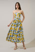 Janelle Strapless Midi Dress Lemon Zest