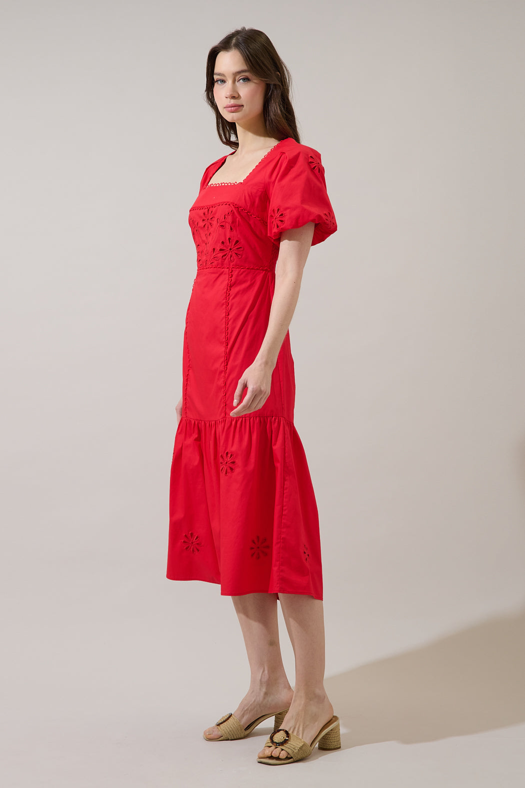 Aviana Embroidered Eyelet Midi Dress – Sugarlips