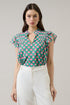 Cindi Ruffle Top Gercy Abstract