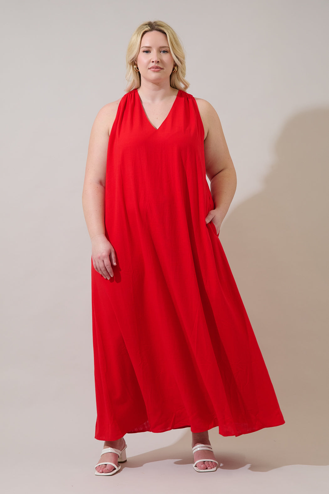 curve halter neck dress Rubi Halter Neck Maxi Dress Curve RED / 3X by Sugarlips
