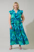 Blissy Tropical Astra Ruffle Maxi Dress Curve