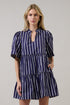 Dixie Split Neck Shift Dress Verta Stripe