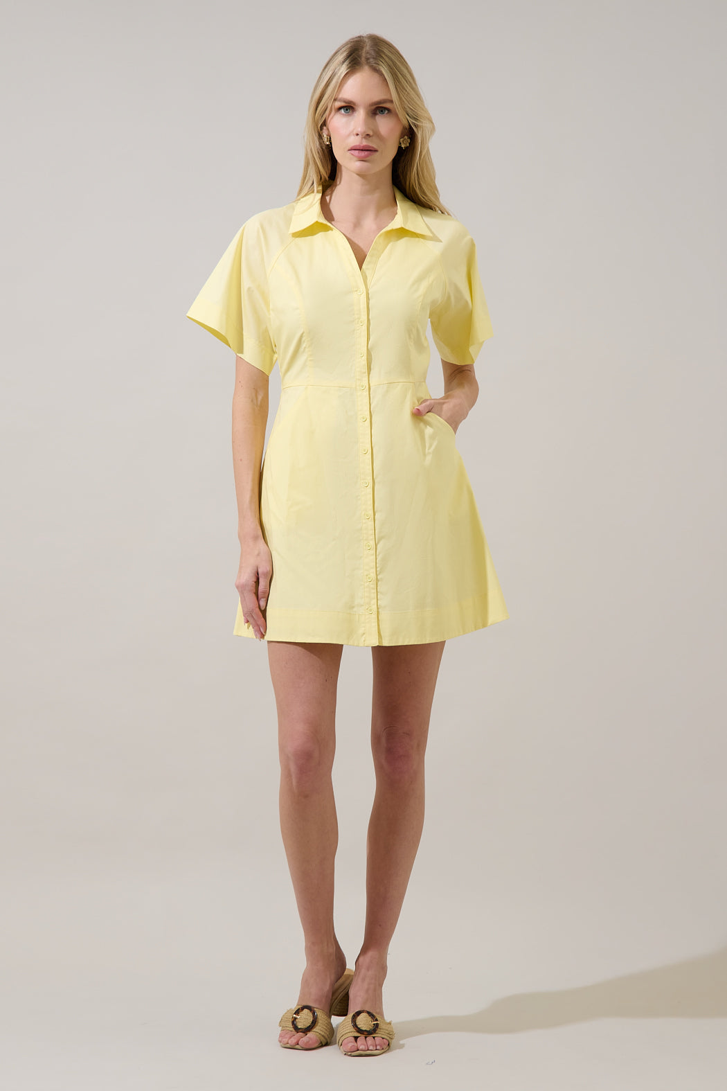 Durella Button Down Mini Dress FUCHSIA / XL