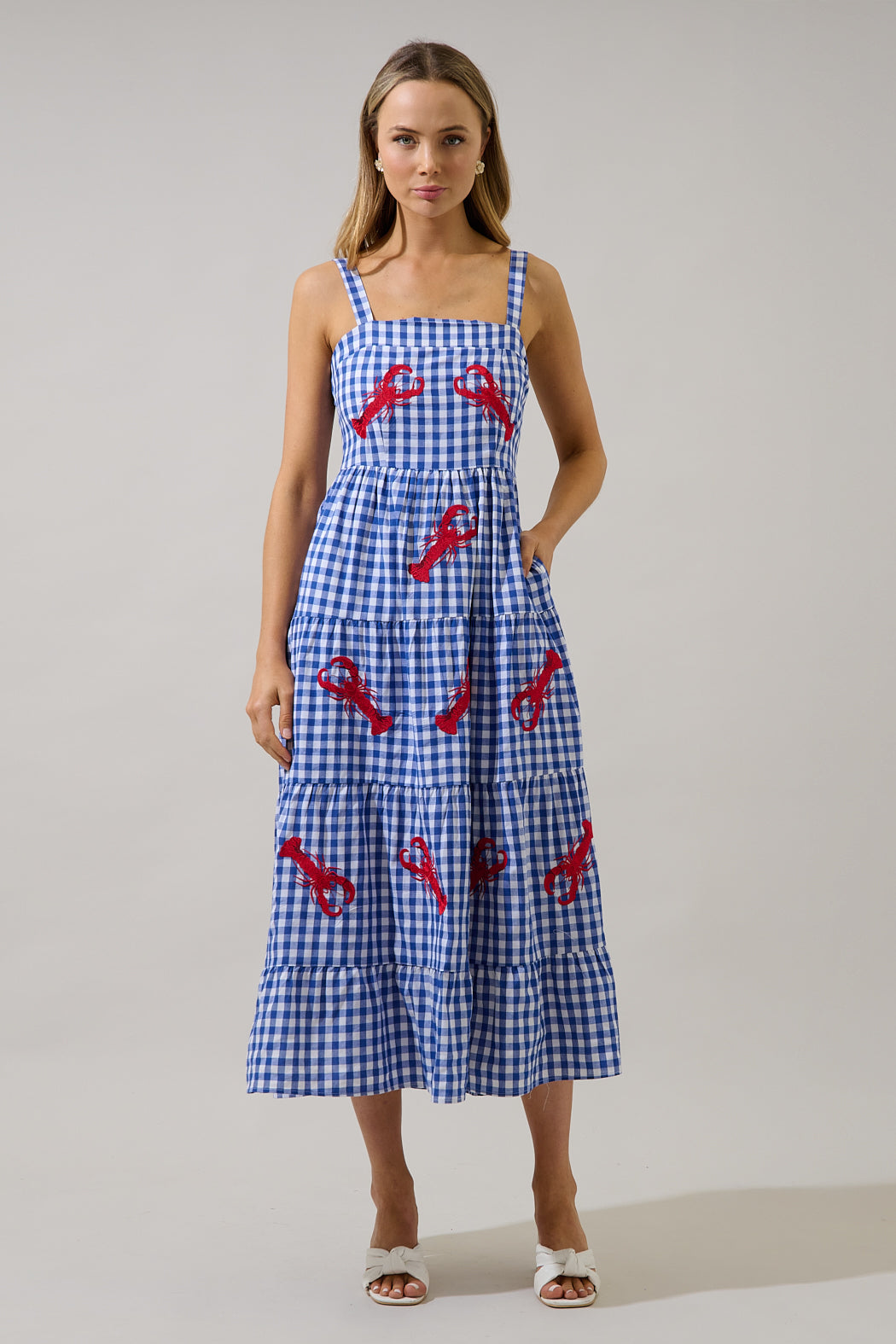 embroidered lobster dress Raquel Embroidered Mini Dress in Lobster