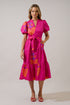 Melian Puff Sleeve Midi Dress Krane Geo
