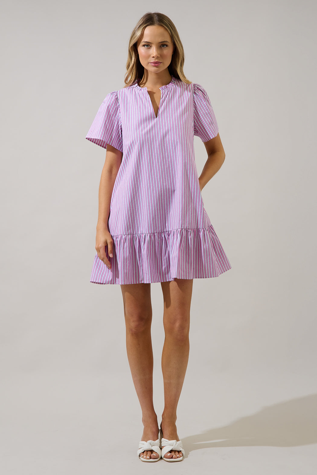 pink shift mini dress Braid Detail Pink Shift Dress
