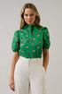 Miraya Mock Neck Poplin Top Vivy Floral