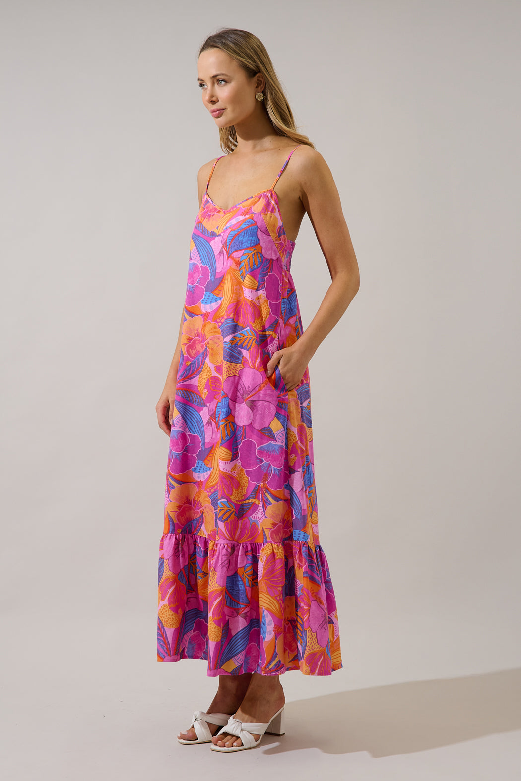 Valle Tie Back Maxi Dress Chelsy Floral MAGENTA / M