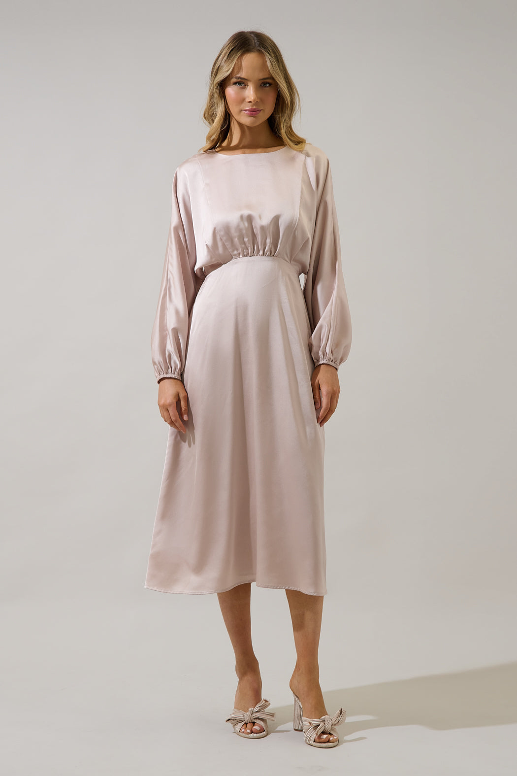 Chateau Satin Dolman Sleeve Midi Dress CHOCOLATE / S by Sugarlips Chateau Satin Dolman Sleeve Midi Dress CHOCOLATE / S by Sugarlips