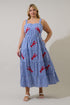 Lobster Embroidered Tiered Midi Dress Curve